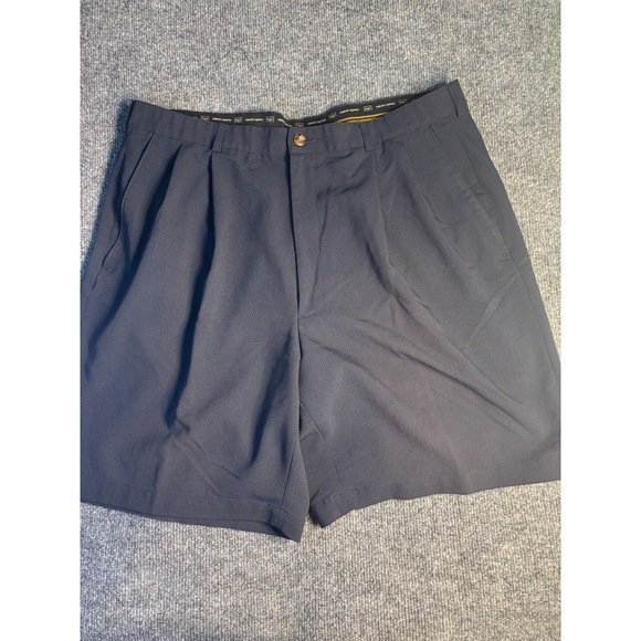 Haggar Chino Shorts Men 36 Black Stretch Comfort Equipped Flat Front Relaxed Fit - Picture 1 of 6